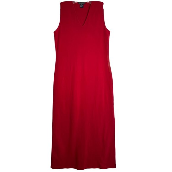 Harold's Dresses & Skirts - Vintage (90s) Harold's Red 100% Cotton Long Dress - Size M - V-Neck